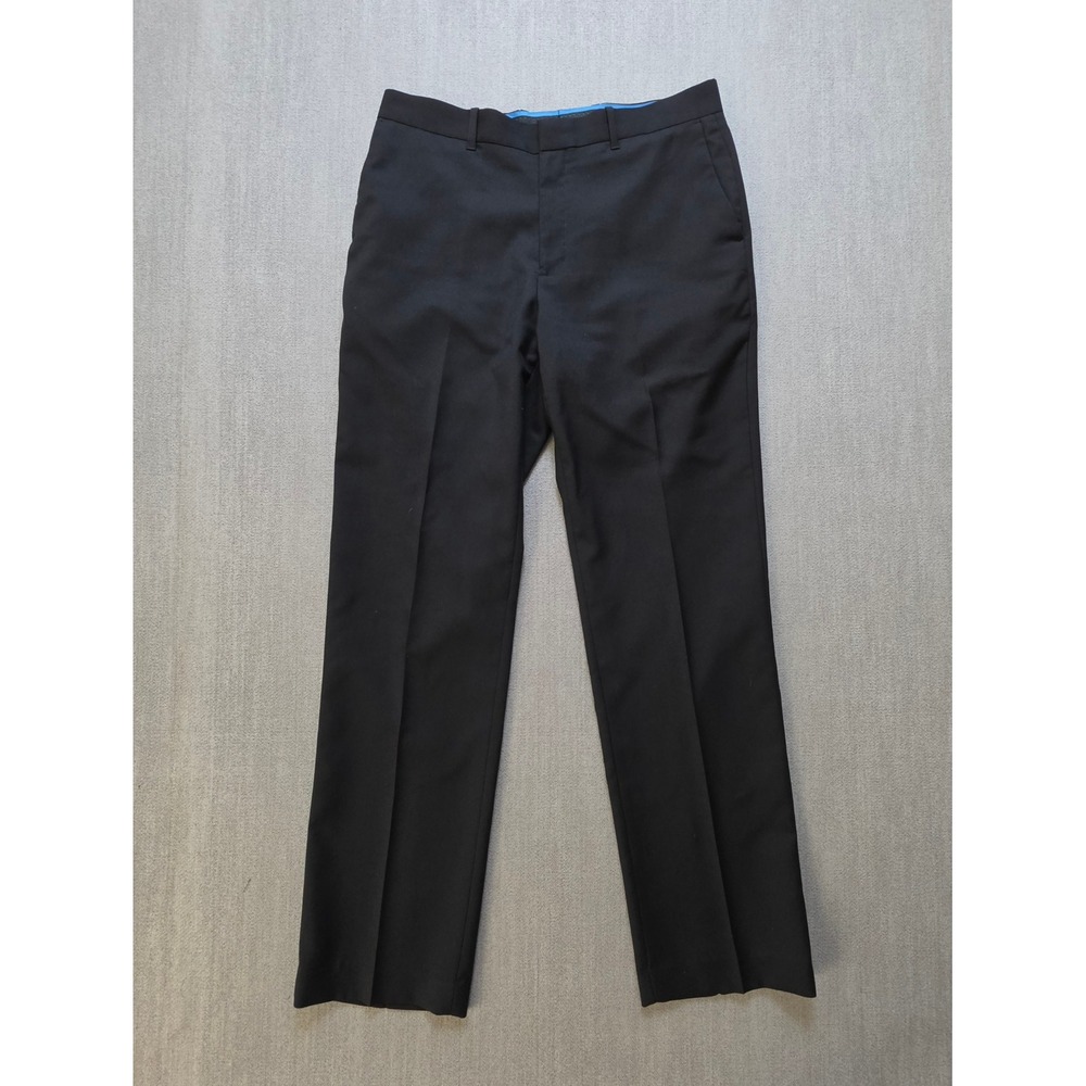 AXIST Dress Pants Men 34x34 Black Flat Front Tailored Trousers